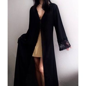 Victoria’s Secret Gold Label Vintage Black Sheer Duster Long Robe Negligee M/L